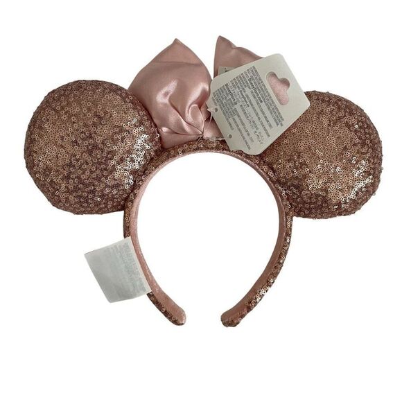 Disney‎ Ears Minnie Mouse Sequin Pink Headband Puffy Satin Bow Princess Hair - Picture 2 of 5